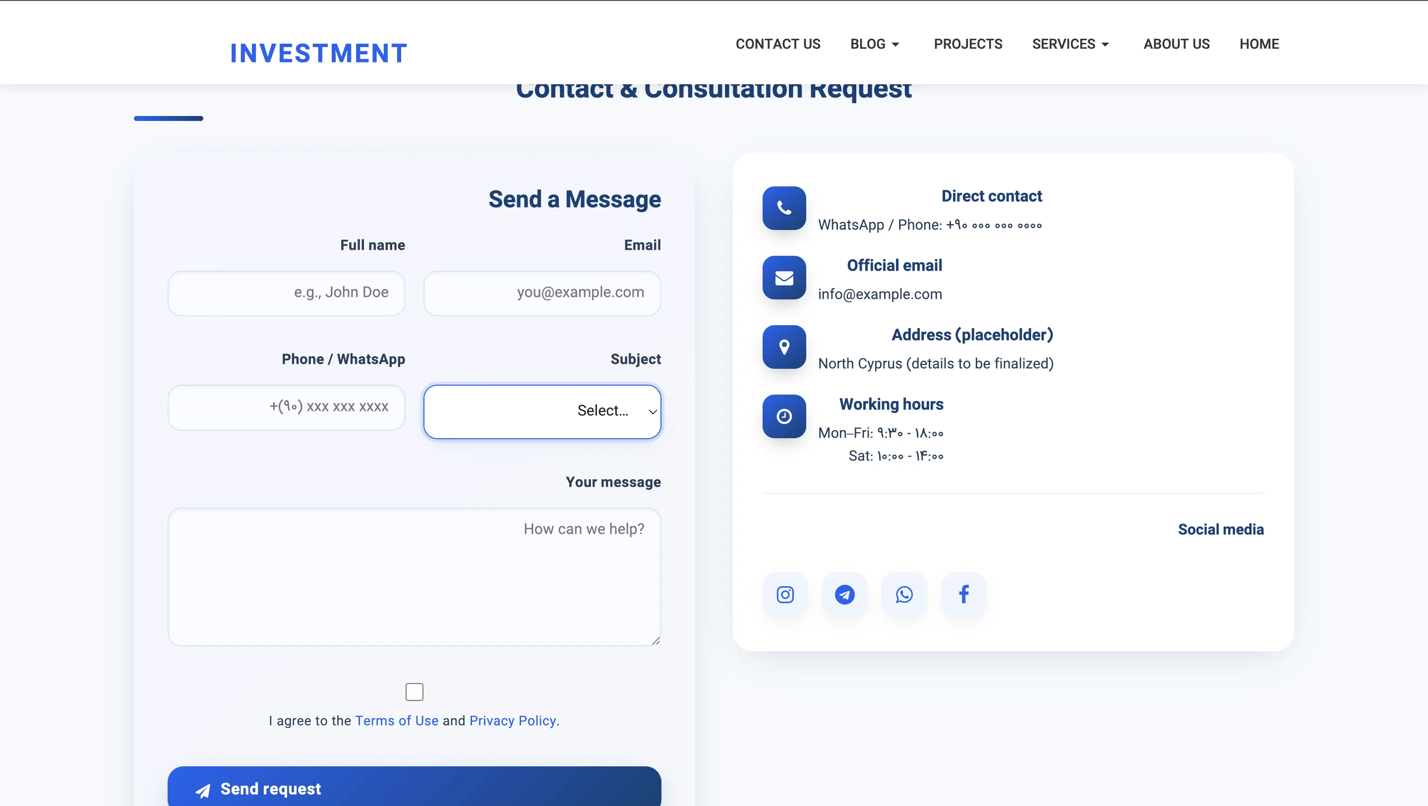 Contact and Consultation Form